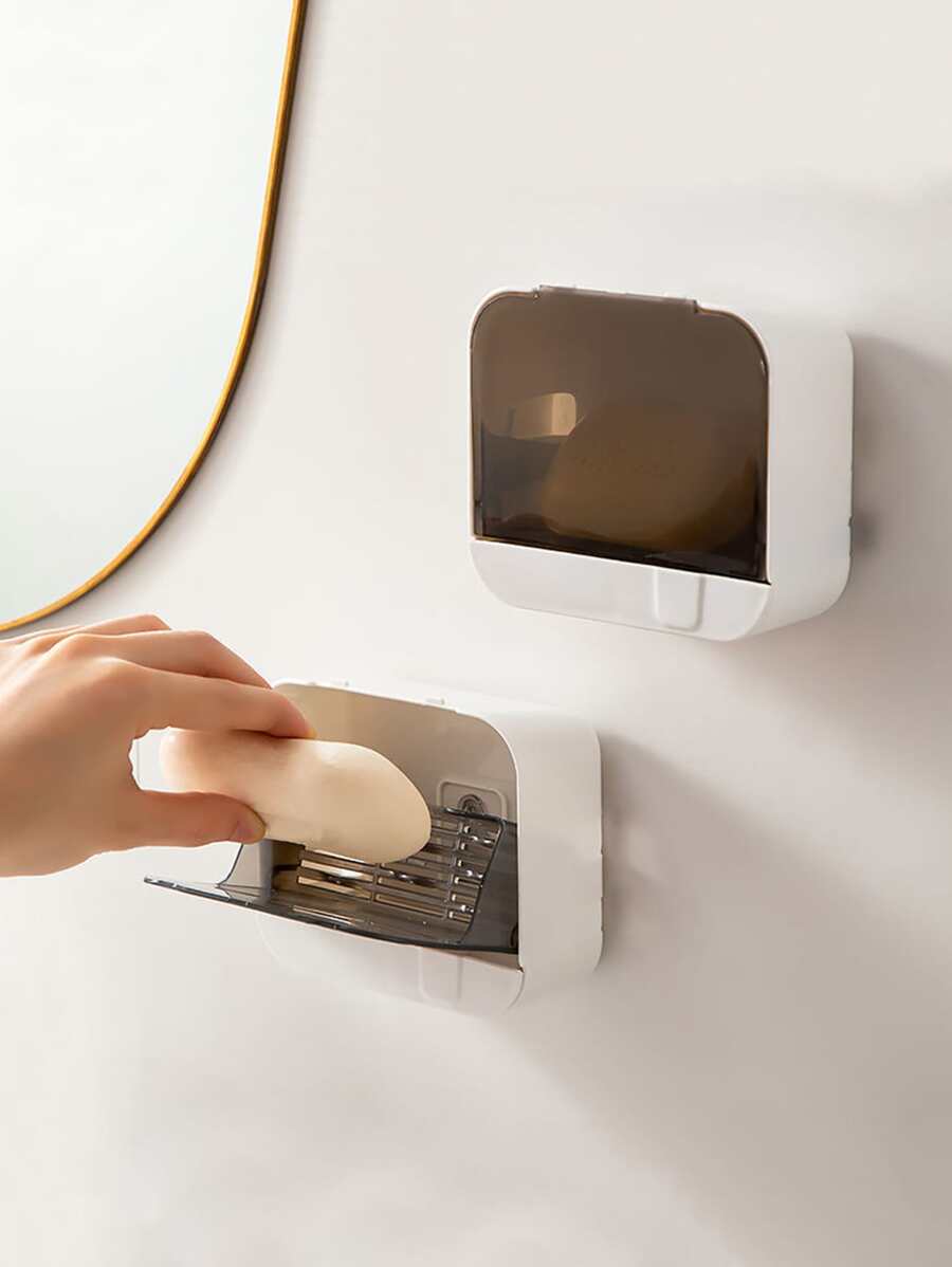 1pc Wall Mounted Soap Dish - Black - View 1