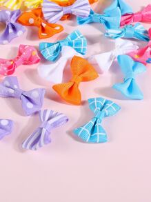 40pcs Random Toddler Girls Plaid Pattern Bow Tie - Multicolor - View 3