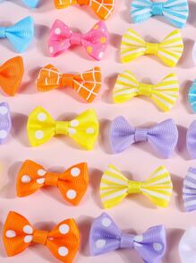 40pcs Random Toddler Girls Plaid Pattern Bow Tie - Multicolor - View 4