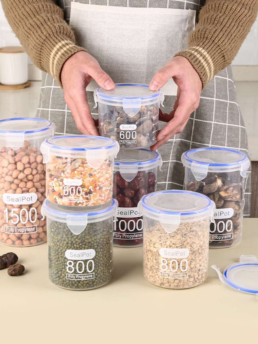 1pc Grain Storage Tank,Plastic Grain Storage Box,Airtight Tank - Clear - View 1