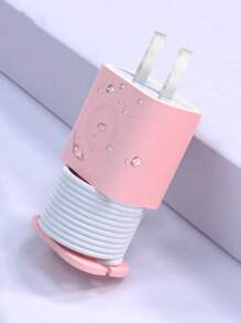 1pc Silicone Charger Head Cover - Pink - View 1