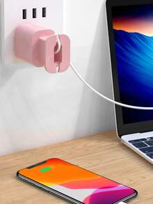 1pc Silicone Charger Head Cover - Pink - View 6