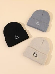 3入組嬰兒恐龍刺繡豆豆帽 - 彩色 - 查看 2