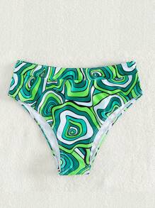 Colorblock Ruched Bikini Bottom - Multicolor - View 1