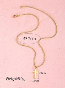 1入簡約設計項鍊,適合年輕女孩日常佩戴 - 金黃色 - 查看 3