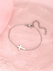 Girls Cross Decor Bracelet - Silver - View 2
