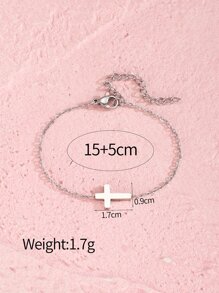 Girls Cross Decor Bracelet - Silver - View 3