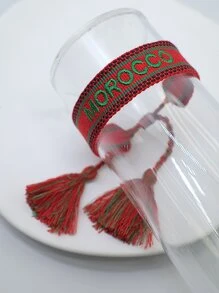 字母刺繡流蘇裝飾手環 - 彩色 - 查看 1