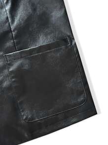 Manfinity Men Lapel Neck PU Leather Blazer - Black - View 6