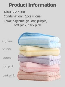 1pc Random Color Flannelette Face Towel, Striped Pattern Facial Cleaning Cloth For Bathroom - Multicolor - View 4