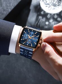 REWARD Men's Quartz Watch Business Fashion Style Timing Calendar Luminous Hands Multi-Functional Men Wristwatch High Quality Gift Classic Design Stainless Steel Watch Band