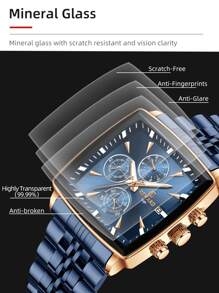 REWARD Men's Quartz Watch Business Fashion Style Timing Calendar Luminous Hands Multi-Functional Men Wristwatch High Quality Gift Classic Design Stainless Steel Watch Band