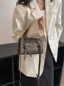 Mini Minimalist Square Bagcrossbody Bag,Shoulder Bag,HandbagVintage,Minimalist,CasualSolid ColorLightweight,Portablefor Women, Rookies & White-Collar Workers,For Teacher Gifts,For Girl,For Womangift Bag,Work ,Business,Commute,Perfect For Office,Shopping - Grey - View 1