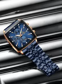 REWARD Men's Quartz Watch Business Fashion Style Timing Calendar Luminous Hands Multi-Functional Men Wristwatch High Quality Gift Classic Design Stainless Steel Watch Band