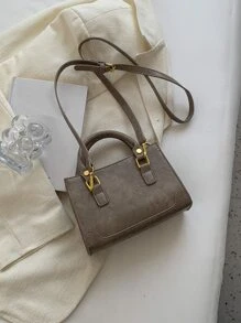 Mini Minimalist Square Bagcrossbody Bag,Shoulder Bag,HandbagVintage,Minimalist,CasualSolid ColorLightweight,Portablefor Women, Rookies & White-Collar Workers,For Teacher Gifts,For Girl,For Womangift Bag,Work ,Business,Commute,Perfect For Office,Shopping - Grey - View 4