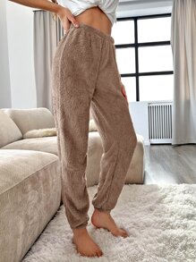 Solid Flannel Lounge Trousers - Khaki - View 4