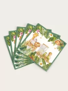 25 piezas Servilleta desechable tren & con estampado de dibujos animados - Multicolor - Ver 1