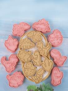 8pcs Cartoon Animal Design Cookie Stamp - Pink - View 4