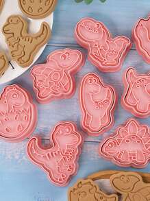 8pcs Cartoon Animal Design Cookie Stamp - Pink - View 3