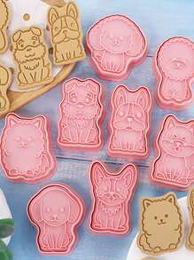 8 piezas Sello de galleta con diseño de animal de dibujos animados - Rosa - Ver 5