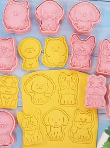 8 piezas Sello de galleta con diseño de animal de dibujos animados - Rosa - Ver 4