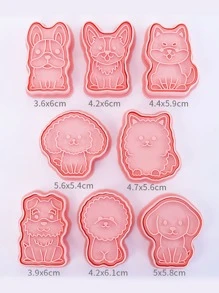 8 piezas Sello de galleta con diseño de animal de dibujos animados - Rosa - Ver 2