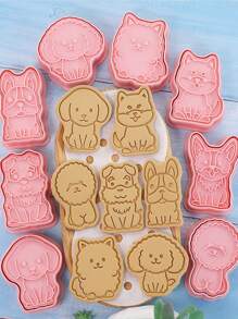 8 piezas Sello de galleta con diseño de animal de dibujos animados - Rosa - Ver 6