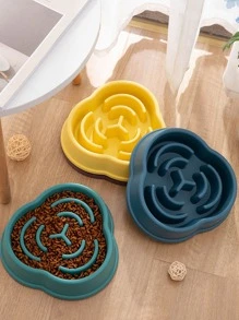 1pc Random Color Clover Shaped Pp Material Slow Feeder Bowl For Medium & Large Size Dog Lover And Dog Mom Loves, Slow Down Eating, Great For Daily Use And Outdoor Activities For Cat Lover And Cat Mom Loves And Dog Lover And Dog Mom Loves - Multicolor - View 1