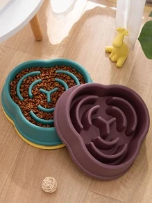 1pc Random Color Clover Shaped Pp Material Slow Feeder Bowl For Medium & Large Size Dog Lover And Dog Mom Loves, Slow Down Eating, Great For Daily Use And Outdoor Activities For Cat Lover And Cat Mom Loves And Dog Lover And Dog Mom Loves - Multicolor - View 5