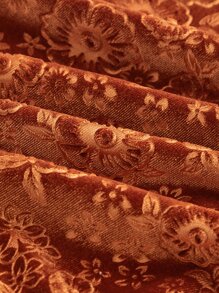 SHEIN MOD 花卉圖案提花雞心領口背心上衣 - 鏽棕色 - 查看 4