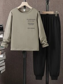 Boys Slogan Graphic Tee & Joggers - Multicolor - View 1