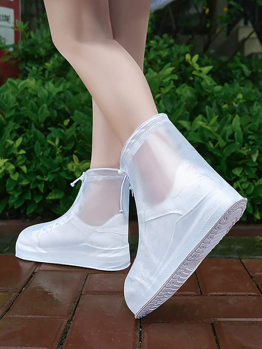 1双防滑加厚耐磨防水雨鞋（鞋底颜色随机），适用于学校、办公室、家庭、旅行、返校用品、保暖、闺蜜节、宠物派对、嘉年华等场合。 - 白色 - 查看 1