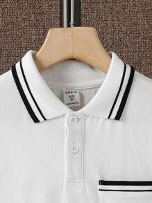 Boys Contrast Trim Polo Shirt - White - View 4