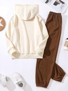 Sparklyn 青少女字母和卡通圖形連帽衫和運動長褲 - 彩色 - 查看 2