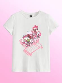 GATCHIPON Anime Cartoon Graphic Tee - White - View 1