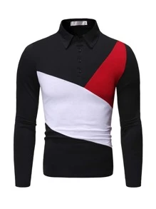 Men Cut And Sew Polo Shirt - Multicolor - View 3