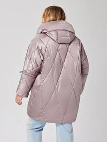 Abrigo acolchado con capucha y cremallera talla grande - Púrpura malva - Ver 2