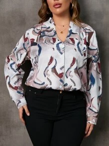 Celure Plus Allover Print Button Front Shirt - Multicolor - View 1