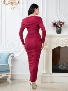 Modelyn Rochie bodycon cu sclipici cu umăr dezactivat