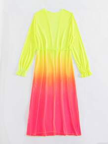 SHEIN Swim Summer Beach Ombre Mesh Tie Front Kimono - Multicolor - View 4