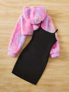 SHEIN 女孩高低下擺連帽衫和吊帶連衣裙 - 彩色 - 查看 2