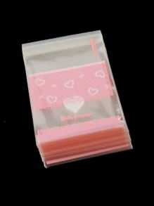 100pcs Heart Pattern Self-adhesive Gift Bag - Multicolor - View 1