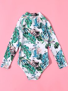 嬰兒熱帶圖案前拉鏈連體泳衣 - 彩色 - 查看 2