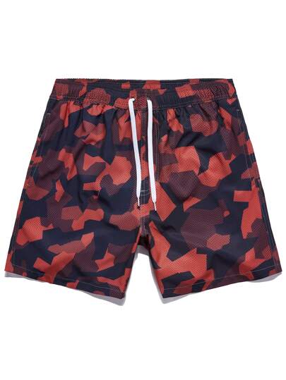 Guys Camo Print Drawstring Waist Shorts