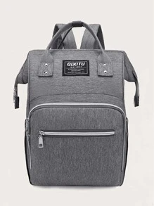 2022 新款时尚拼色妈咪包大容量妈妈包产妇包奶瓶包尿布背包 - 灰色 - 查看 1