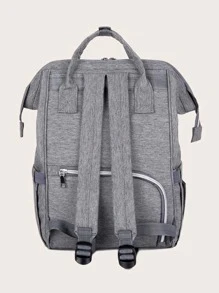 2022 新款时尚拼色妈咪包大容量妈妈包产妇包奶瓶包尿布背包 - 灰色 - 查看 3