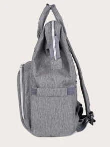 2022 新款时尚拼色妈咪包大容量妈妈包产妇包奶瓶包尿布背包 - 灰色 - 查看 4