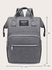 2022 新款时尚拼色妈咪包大容量妈妈包产妇包奶瓶包尿布背包 - 灰色 - 查看 6