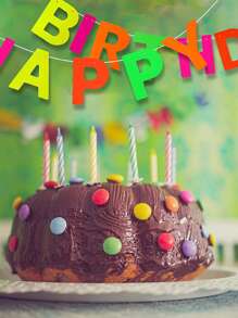 1pc Birthday Party Slogan Graphic Pull Flag - Multicolor - View 4