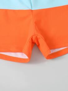 Tween Boy Striped Color Block Beach Swimsuit - Multicolor - View 4